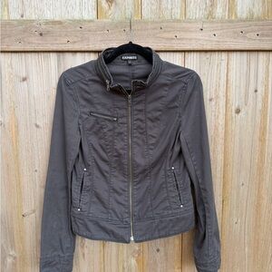Express Women's Charcoal Grey Utility Jacket Zippers